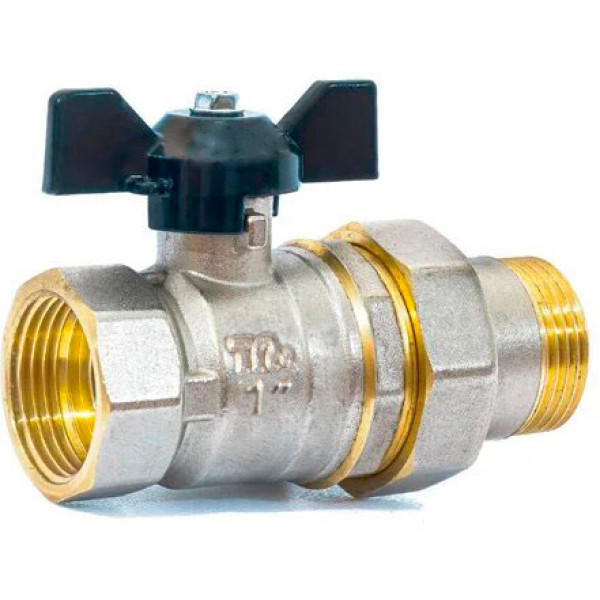 Кран 1" шаровый со сгоном TeRma NEOS (чёрная бабочка) (32034) Кран 1" шаровый со сгоном TeRma NEOS (чёрная бабочка) (32034)
