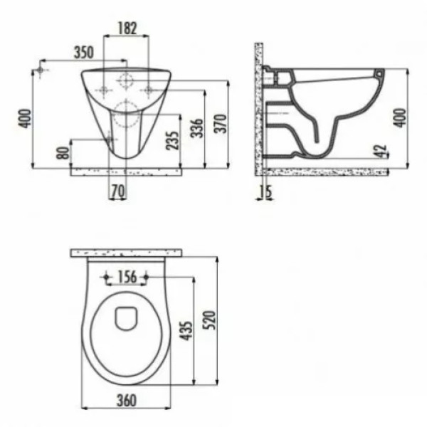 Унитаз подвесной Creavit Y.GOLLER 36x52x35,8 белый (YG320.04100)