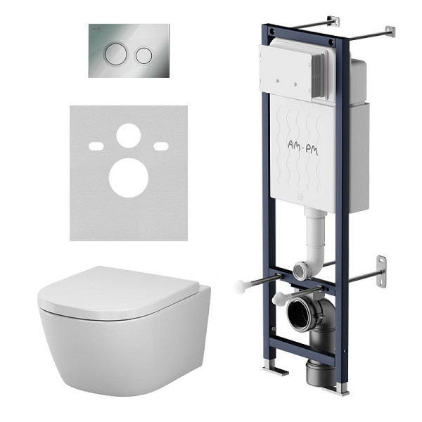 Комплект инсталляция с унитазом AM.PM ErgoFit с клав L хром глянц с подв унит Libre 49 Aquaspin (IS110151.601900)