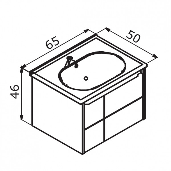 Тумба подвесная Orka Likya 650x500x460 с раковиной белый матовый (5002494)