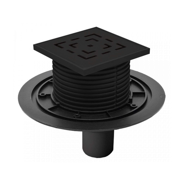 Трап MCH с нижним сливом универсальный DN50 решетка нерж. LABYRINTH 122х122 (г/з+с/з) черный