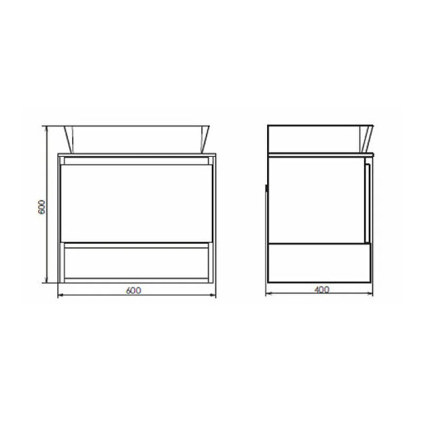 Тумба подвесная с раковиной Comforty Прага 600x520x630 дуб белый/графит (00-00014535)