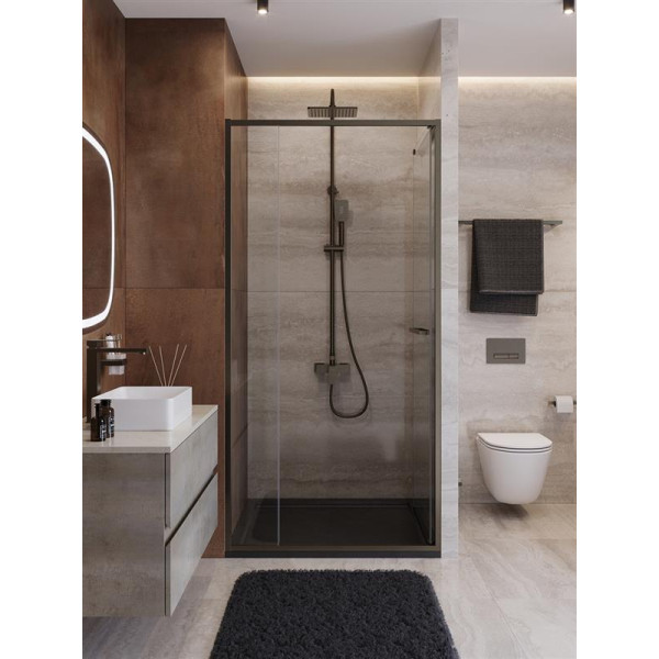 Душевая дверь Cezares Lux 100x195 стекло прозрачное, профиль оружейная сталь (LUX-B-FS-11-100-C-GM)