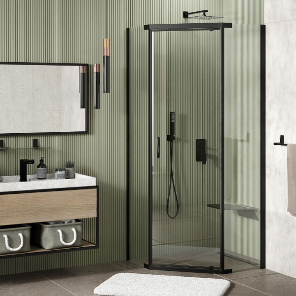 Душевой уголок WasserKRAFT Wiese 84P 90х200х90 стекло прозрачное, профиль черный (84P11) Душевой уголок WasserKRAFT Wiese 84P 90х200х90 стекло прозрачное, профиль черный (84P11)