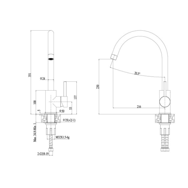 Смеситель для кухни Esko хром (K4)