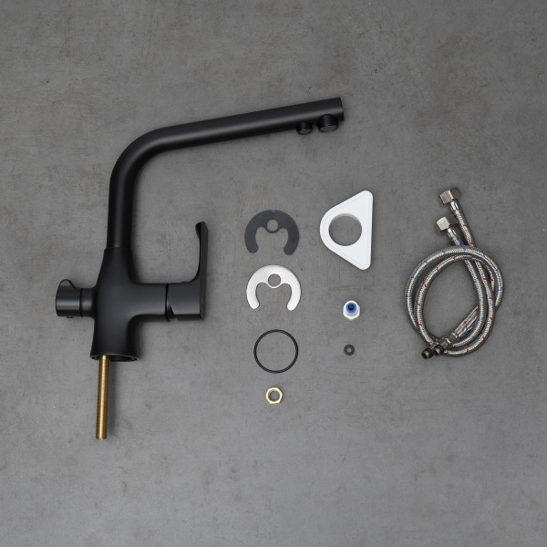 Смеситель для кухни Lemark Ursus с выводом для питьевой воды черный матовый (LM7258BL)