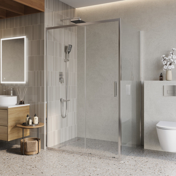 Душевой уголок BelBagno Luce 130x100x195 стекло прозрачное, профиль хром (LUCE-AH-1-130/100-C-Cr)