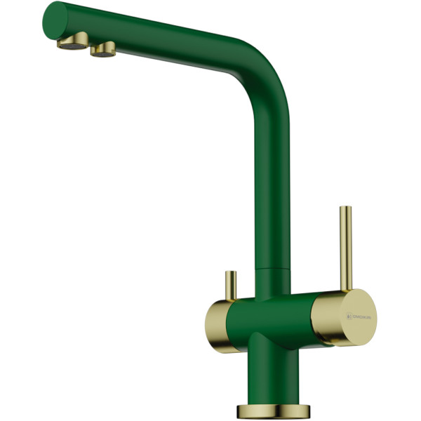 Смеситель для кухни Omoikiri Nagano-RG-LG с переключателем на фильтр royal green/светлое золото (4994432)
