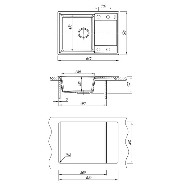 Мойка для кухни врезная Lemark Imandra 640 640x500 шампань (9910024)