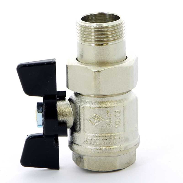 Кран Bugatti 3/4" шаровый со сгоном New Jersey 922 (черная бабочка) (09220005)