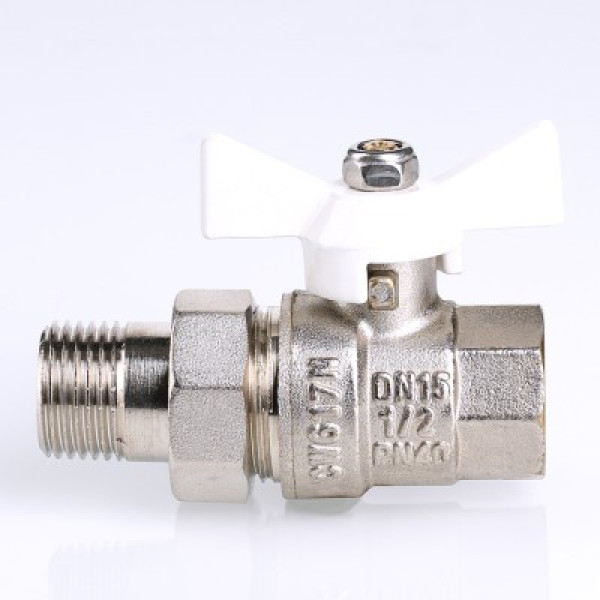 Кран 1/2" шаровый со сгоном Valtec Base (белая бабочка) VT.227.NW.04 Кран 1/2" шаровый со сгоном Valtec Base (белая бабочка) VT.227.NW.04