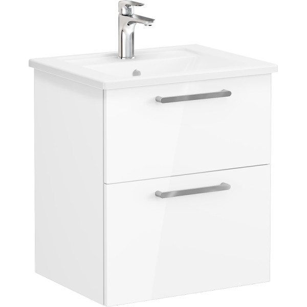 ТУмба подвесная Vitra Root 60 см с квадратной раковиной, 2 ящика, глянцевый белый (66294)