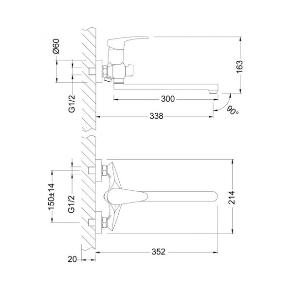Смеситель для ванны и душа Lemark Linara (LM0451C) Смеситель для ванны и душа Lemark Linara (LM0451C)