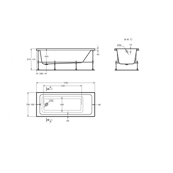 Ванна акриловая Roca Leon 70x170x44 белая (7.2486.5.80.0)