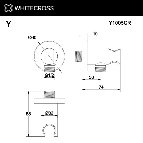 Подключение шланговое Y Whitecross с держателем хром (Y1005CR) Подключение шланговое Y Whitecross с держателем хром (Y1005CR)