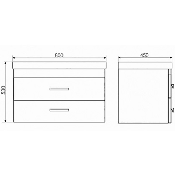 Тумба подвесная с раковиной Comforty Никосия 800x455x530 дуб темный (00-00008856)