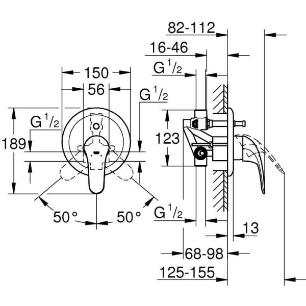 Смеситель для ванны и душа Grohe Euroeco new (32747000)