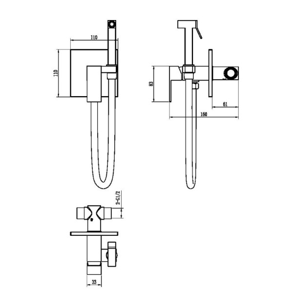 Смеситель с гигиеническим душем Boheme Qubic BR (бронза) (477-BR)