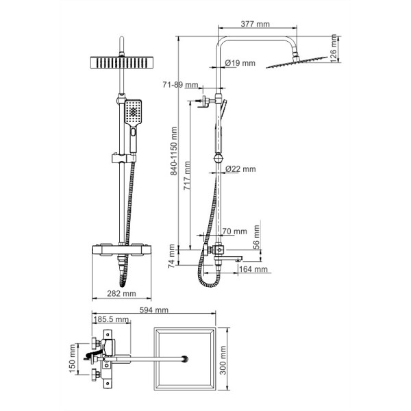 Душевая система WasserKRAFT Хром (A19901) Душевая система WasserKRAFT Хром (A19901)