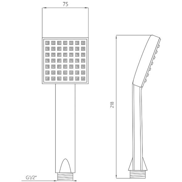 Душевая лейка Melodia 1 функция 75х75 L215 хром/черный (MKP20595)