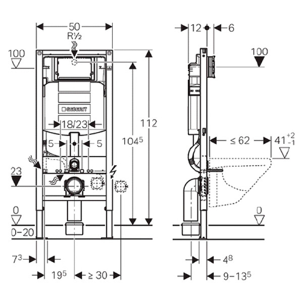 Инсталляция для подвесного унитаза Geberit Duofix Omega 12 (111.060.00.1)