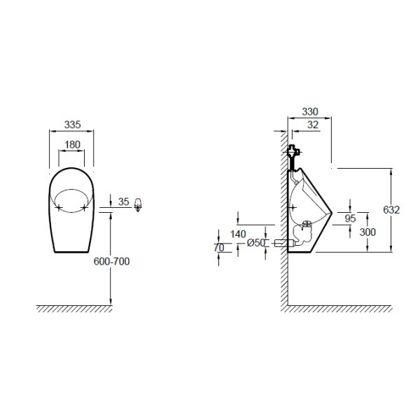 Писсуар подвесной Jacob Delafon Patio 632х330х335 (E1546-00)