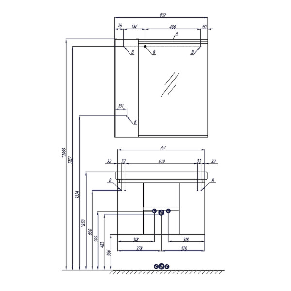 Шкаф зеркальный Aquaton Рене 80 Белый/Грецкий орех (1A222502NRC80)