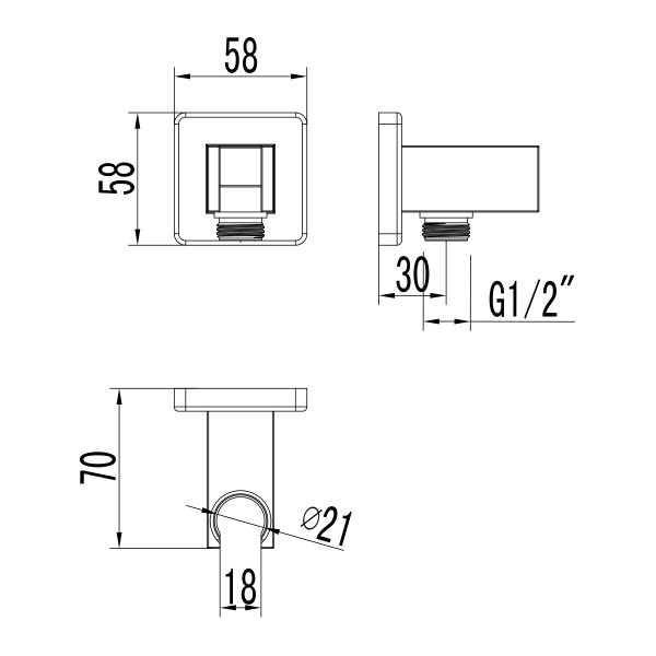 Подключение для душевого шланга Lemark с креплением для лейки (LM4585C)