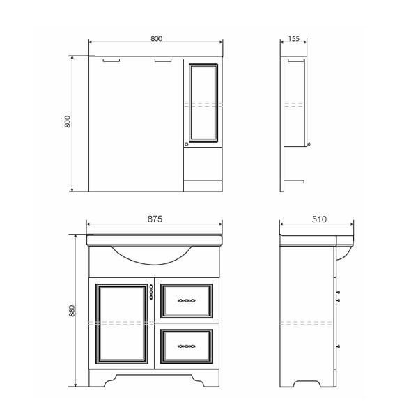 Тумба напольная Comforty Рига 875x880x510 дуб сонома матовый с раковиной (00-00001551)