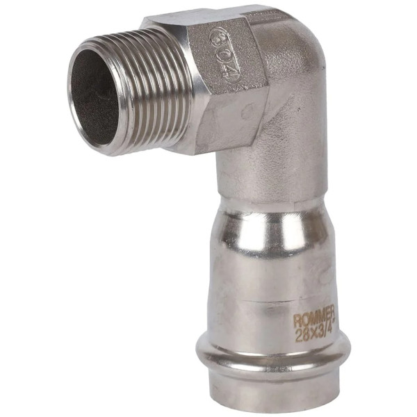 Переход угловой 28х3/4"Н Rommer из нержавеющей стали (пресс) (RSS-0010-002834) Переход угловой 28х3/4"Н Rommer из нержавеющей стали (пресс) (RSS-0010-002834)
