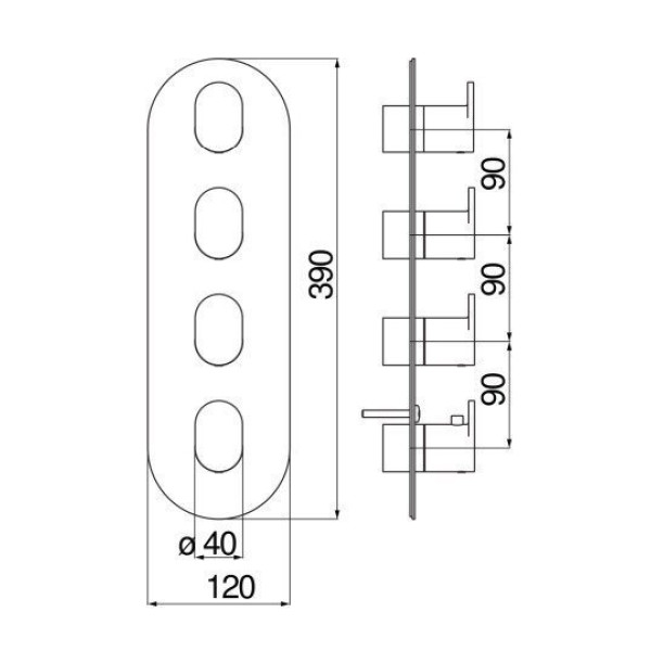 Смеситель для ванны Nobili Up внешняя часть с термостатом черный (UP94104BM)