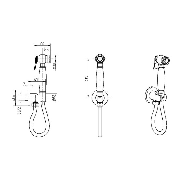Лейка гигиеническая Boheme Brilante хром (406-2)