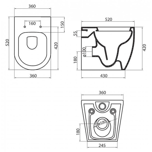 Унитаз приставной BelBagno Marino безободковый (BB105CBR/BB105SC)