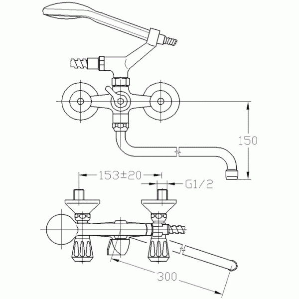 Смеситель для ванны и душа Mofem Evrostar 604 E Cer (145-0002-31)