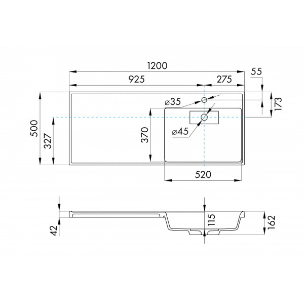 Раковина над стиральной машиной Aquaton Лондри 120x50x16,2 R черный (1.A722.4.3KL.H21.R)