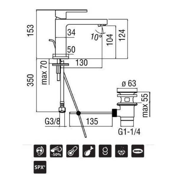 Смеситель для раковины Nobili Up хром (UP94118/1CR)