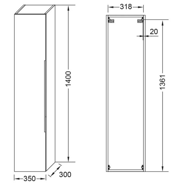 Пенал подвесной Jacob Delafon Luicen 350x300x1400 белый (EB2059-J5-J5)