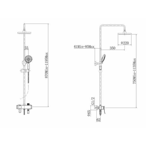 Душевая система Fashun хром (A2454)