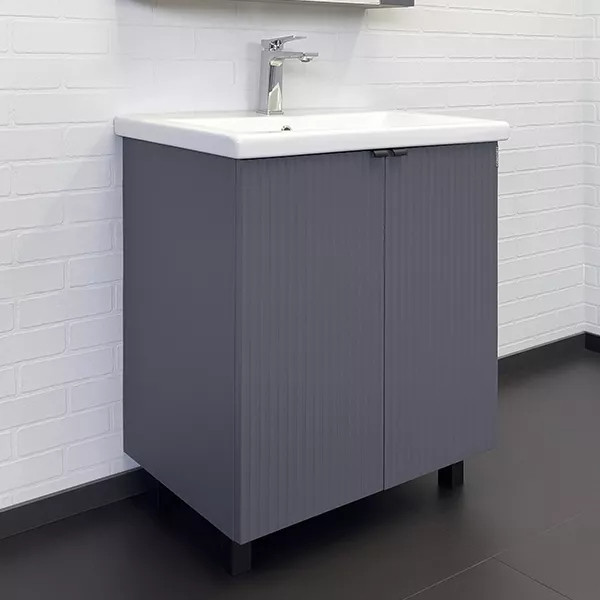 Тумба подвесная с раковиной Comforty Лима 700x450x850 антрацит (00-00013686)