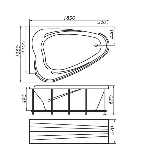 Ванна акриловая 1Marka Love 185x135 правосторонняя белая (01лв1813п)
