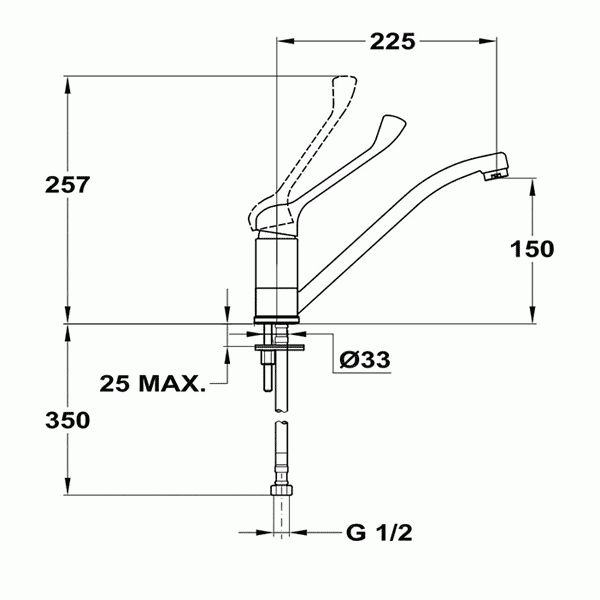 Смеситель для кухни Mofem Jun Evo Med 302 с медицинской ручкой (159-0025-00)