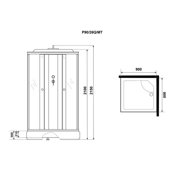 Душевая кабина Promo 80x80 стекло матовое, профиль белый (P80/26Q/MT)