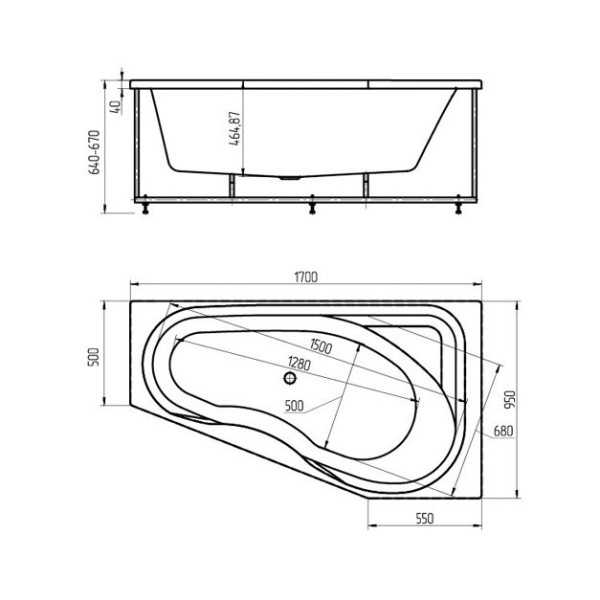 Ванна гидромассажная Акватек Медея 170х95 НМ (пневматика) правая Ванна гидромассажная Акватек Медея 170х95 НМ (пневматика) правая