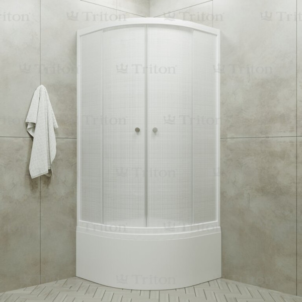 Душевой уголок Triton 90*90 Б стекло лён, профиль белый (DK230_1) Душевой уголок Triton 90*90 Б стекло лён, профиль белый (DK230_1)