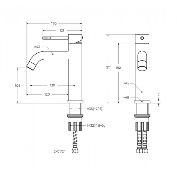 Смеситель для раковины Cezares Relax оружейная сталь матовый (RELAX-LS1-GM)