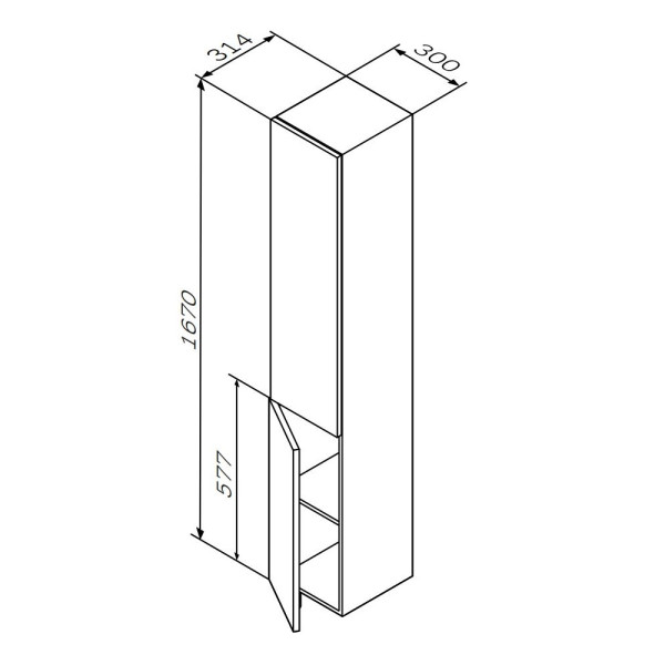 Пенал подвесной AM.PM Gem 30 см правый, двери, push-to-open: черный матовый (M90CHR0306BM)