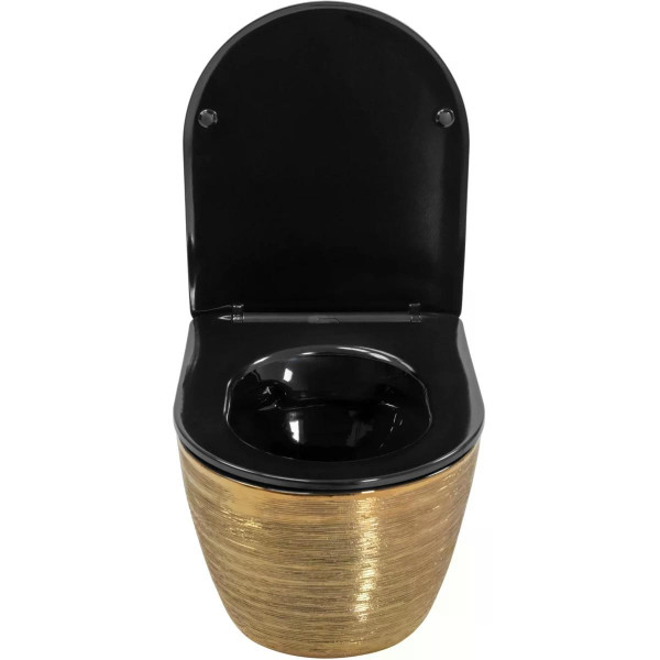 Унитаз подвесной безободковый Rea Carlo mini Brush Gold/Black золотой (REA-C3300) Унитаз подвесной безободковый Rea Carlo mini Brush Gold/Black золотой (REA-C3300)