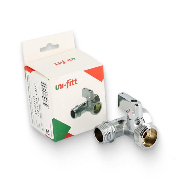 Кран проходной 1/2"х3/4"х1/2" ННВ шаровый Uni-Fitt (хромированная латунь) 182C2321 Кран проходной 1/2"х3/4"х1/2" ННВ шаровый Uni-Fitt (хромированная латунь) 182C2321