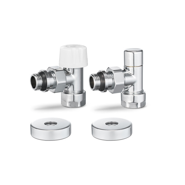 Комплект радиаторных клапанов угловой 1/2"х3/4"(18)ЕК Varmega №1 (хром) (VMDV10-410415)