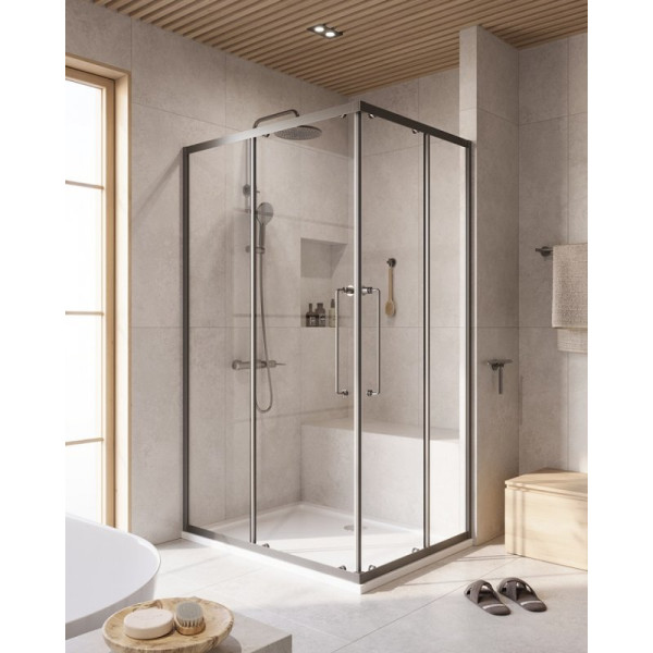 Душевой уголок Cezares Relax 304 120x90x200 стекло прозрачное, профиль оружейная сталь (RELAX-304-AH-2-120/90-C-GM)